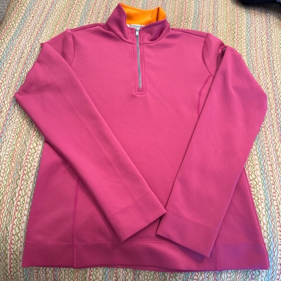 Fairway & Greene Golf Pullover Size S 1/4 Zip Long Sleeve Pink with orange trim - Picture 8 of 8